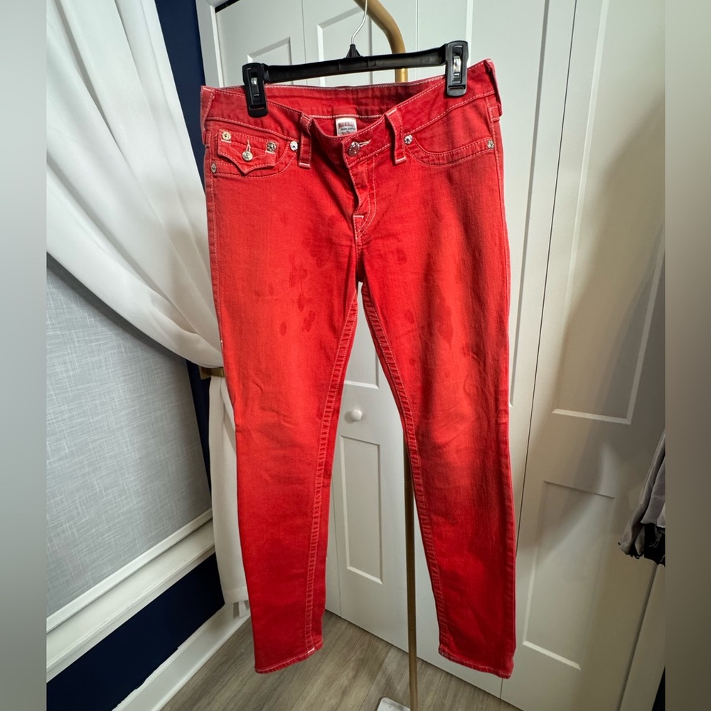 True Religion Women's Vibrant Red Jeans